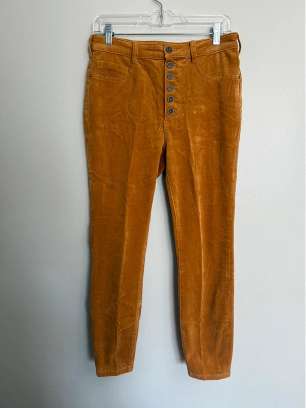Anthropologie Pilcro High-Rise Skinny Corduroy Pants Button Fly Mustard size 30